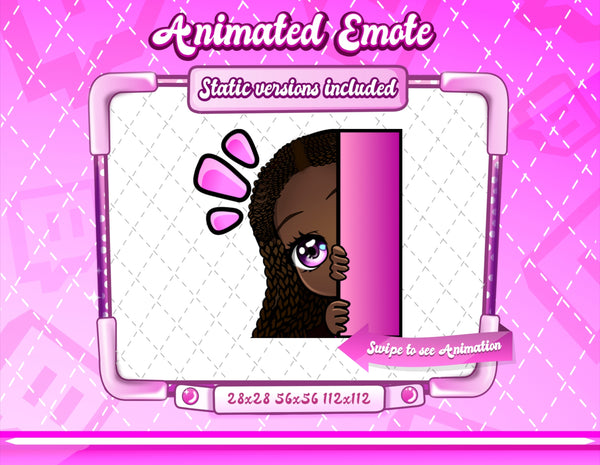 Animated braided black girl chibi emotes V1