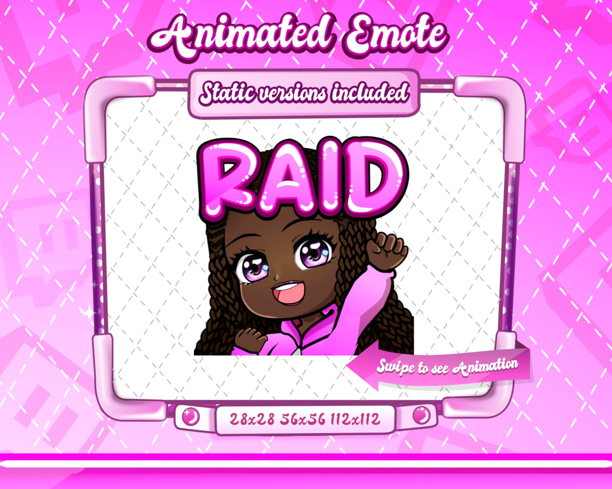Animated braided black girl chibi emotes V1