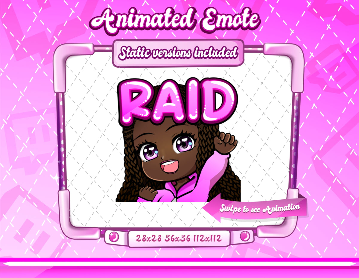 Animated braided black girl chibi emotes V1