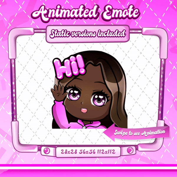 Animated black girl chibi hi emote