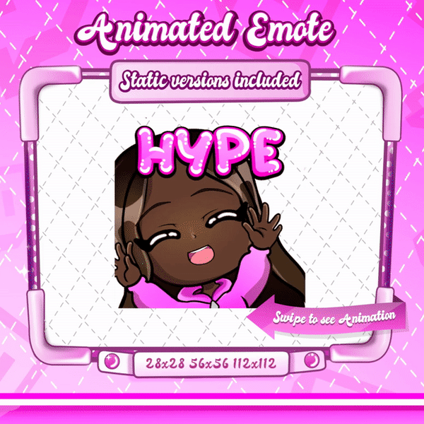 Animated black girl chibi hype emote