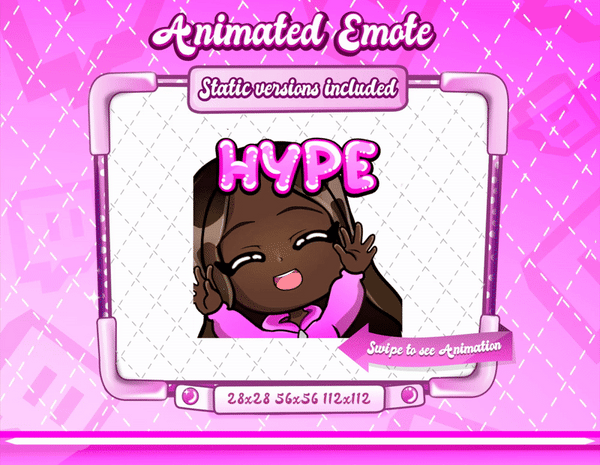 Animated black girl chibi hype emote