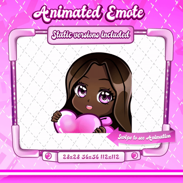 Animated black girl chibi love emote