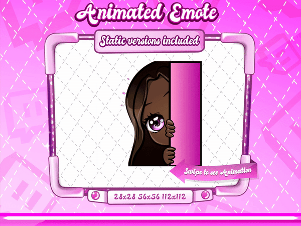 Animated black girl chibi lurk emote