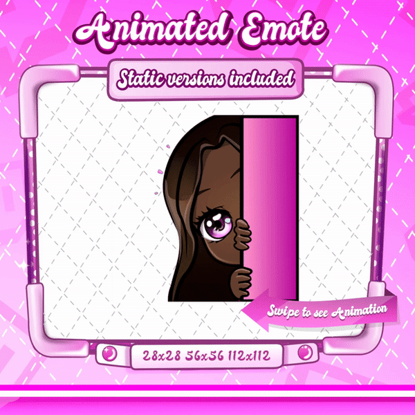 Animated black girl chibi lurk emote