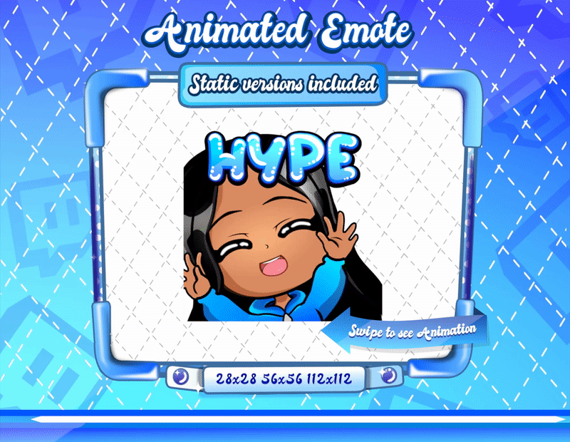 Animated Latina chibi Hype emote