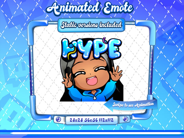 Animated Latina chibi Hype emote