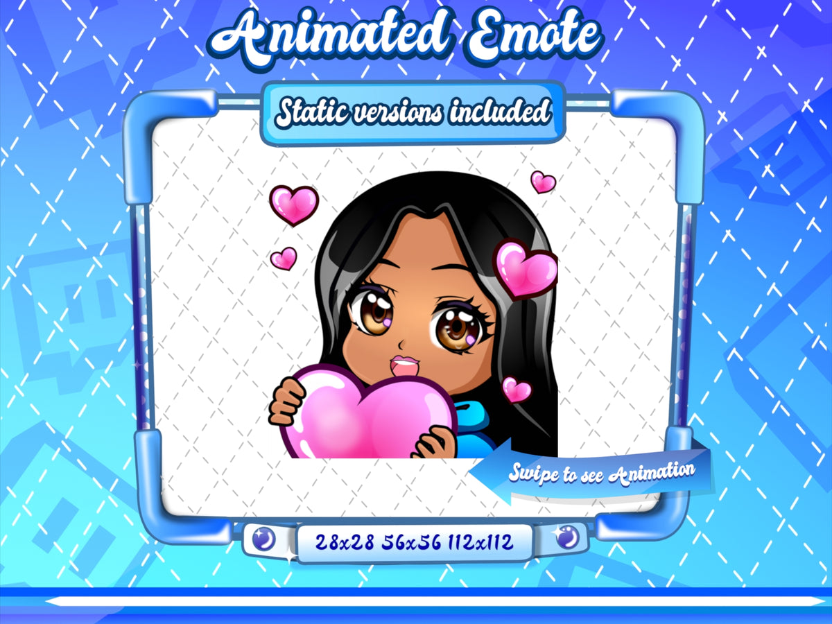 Animated Latina chibi Love emote