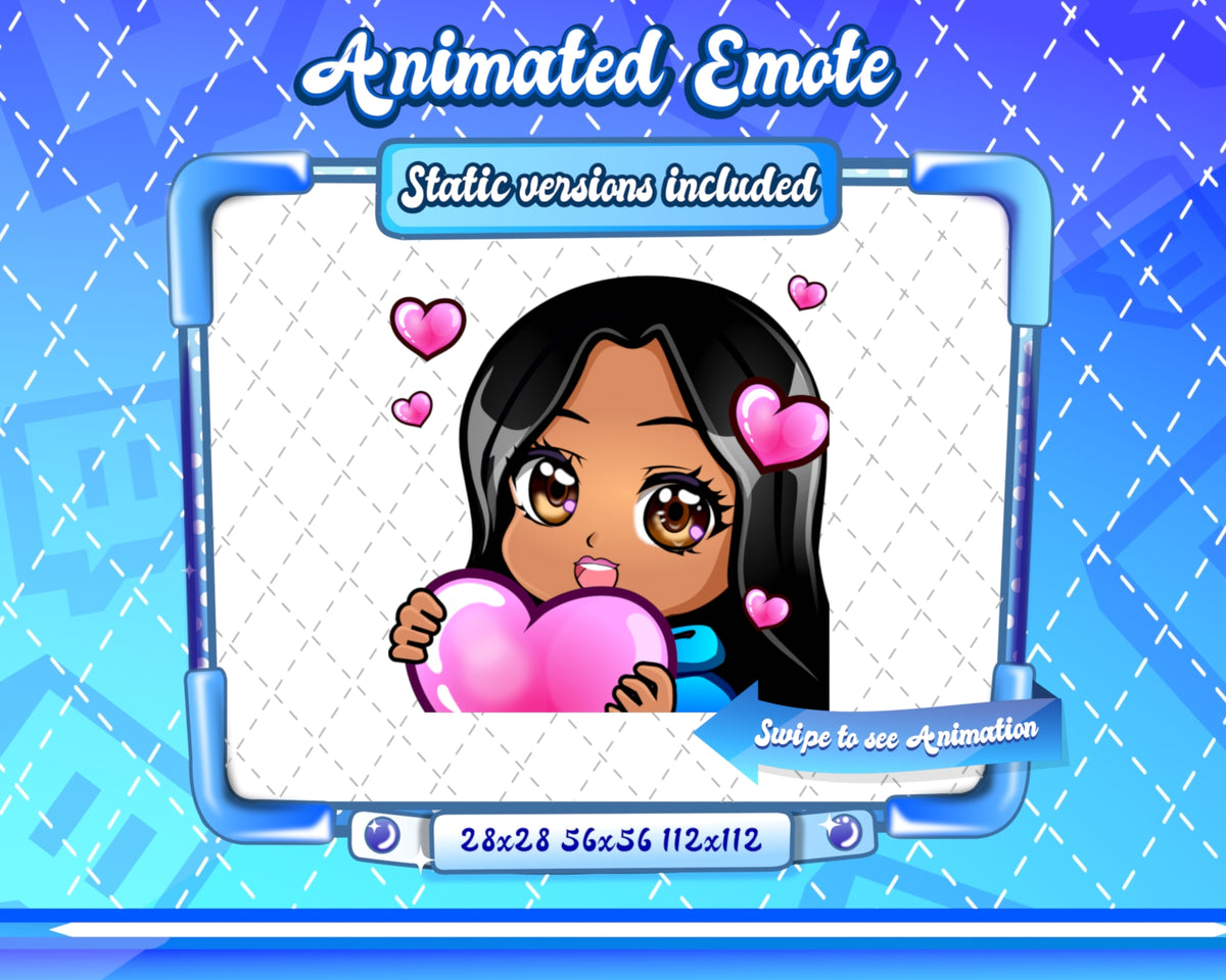 Animated Latina chibi Love emote