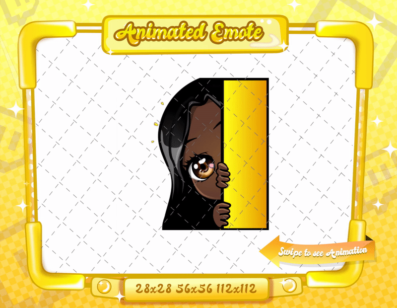 Animated black girl yellow chibi glam lurk emote