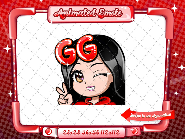 Animated chibi glam red GG emote