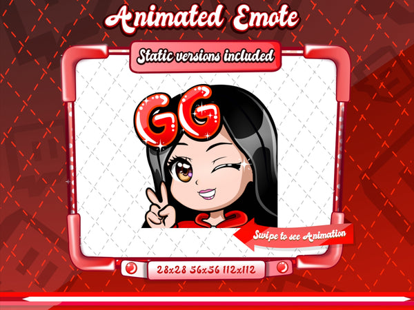 Animated chibi glam red GG emote