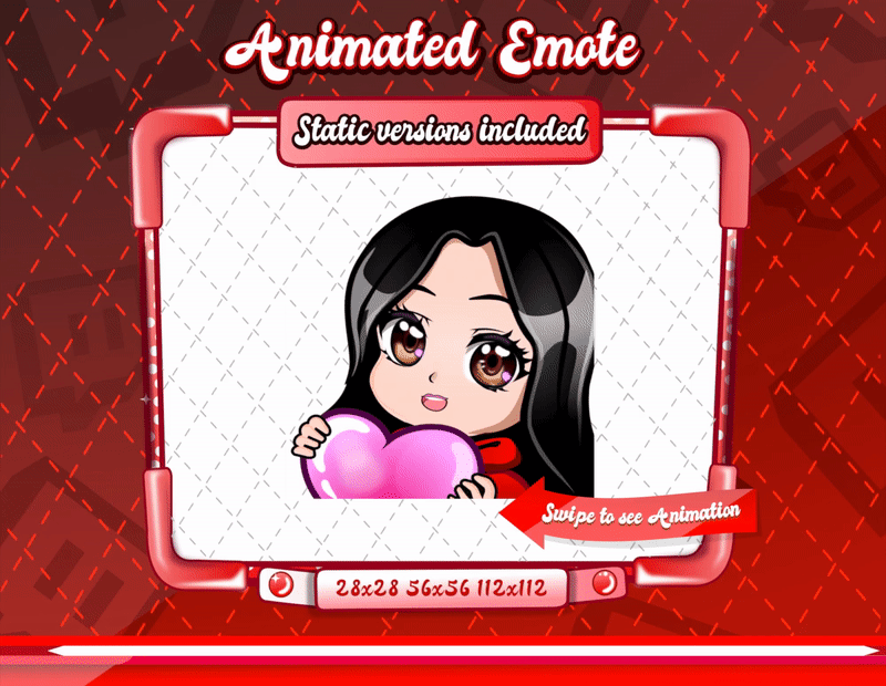 Animated chibi glam red love emote