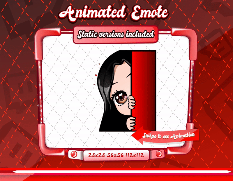 Animated chibi glam red lurk emote