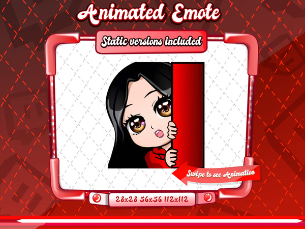 Animated black haired red chibi emotes V1