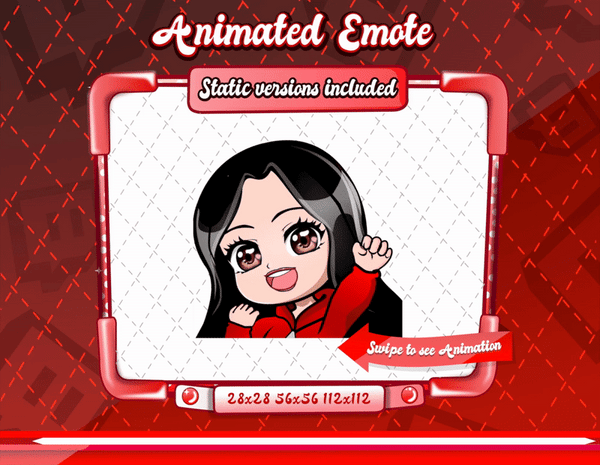 Animated chibi glam red raid emote