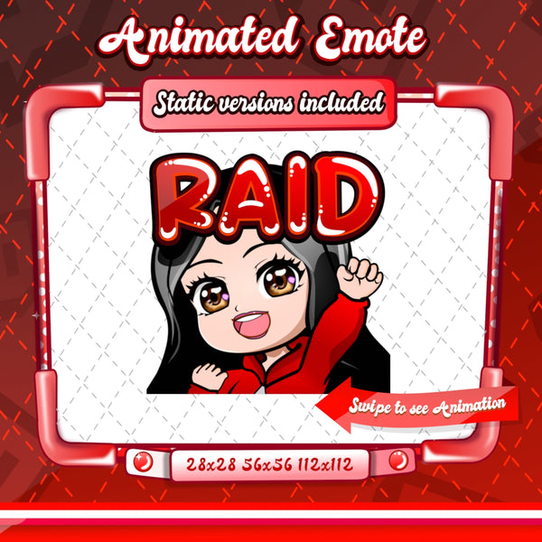 Animated chibi glam red raid emote