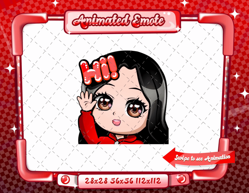 Animated chibi glam red hi emote