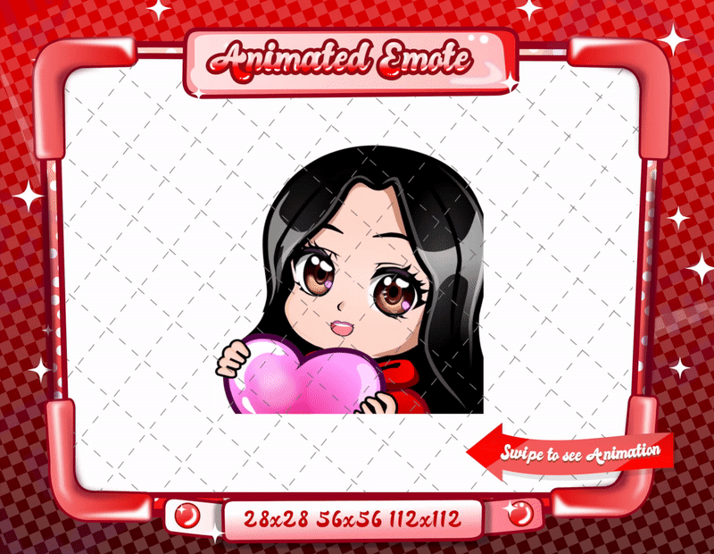 Animated chibi glam red love emote