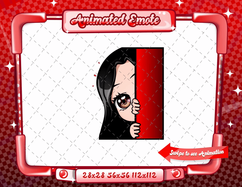 Animated chibi glam red lurk emote
