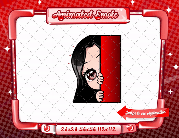 Animated chibi glam red lurk emote
