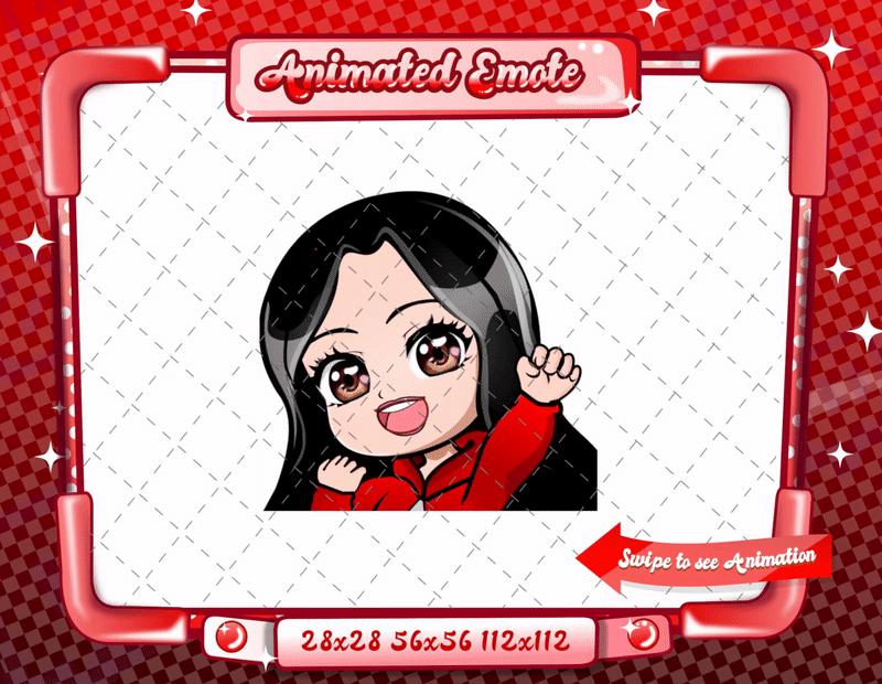 Animated chibi glam red raid emote