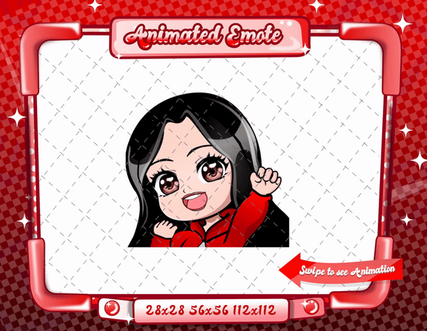 Animated chibi glam red raid emote