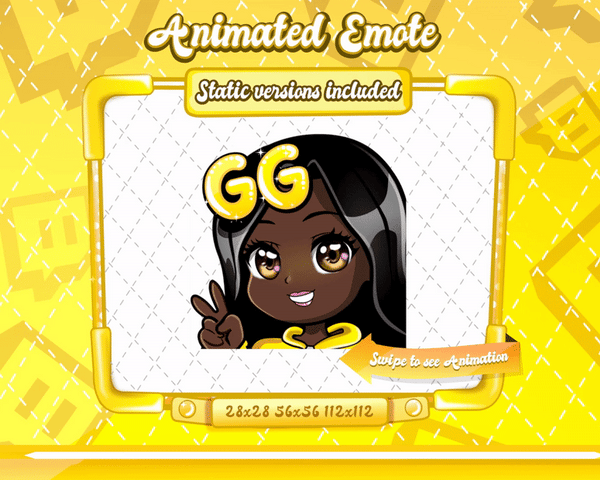 Animated black girl yellow chibi glam GG emote