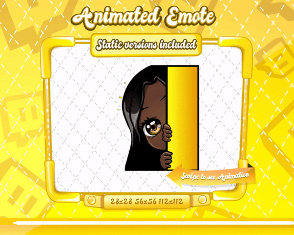 Animated black girl yellow chibi glam lurk emote