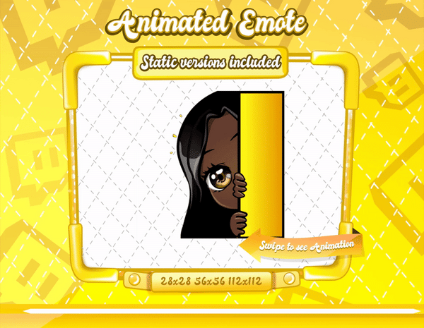 Animated black girl yellow chibi glam lurk emote