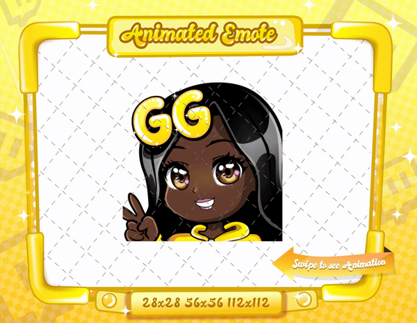 Animated black girl yellow chibi glam GG emote