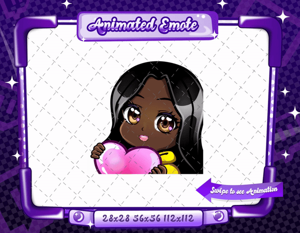 Animated black girl yellow chibi glam love emote