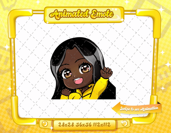 Animated black girl yellow chibi glam raid emote