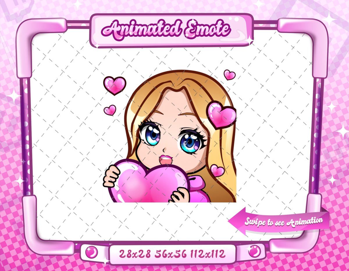 Animated blonde girl chibi love emote