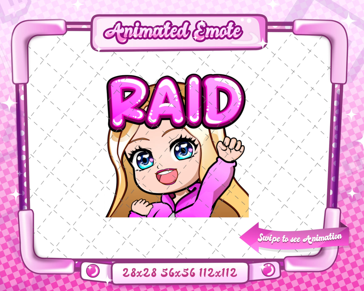 Animated blonde girl chibi raid emote