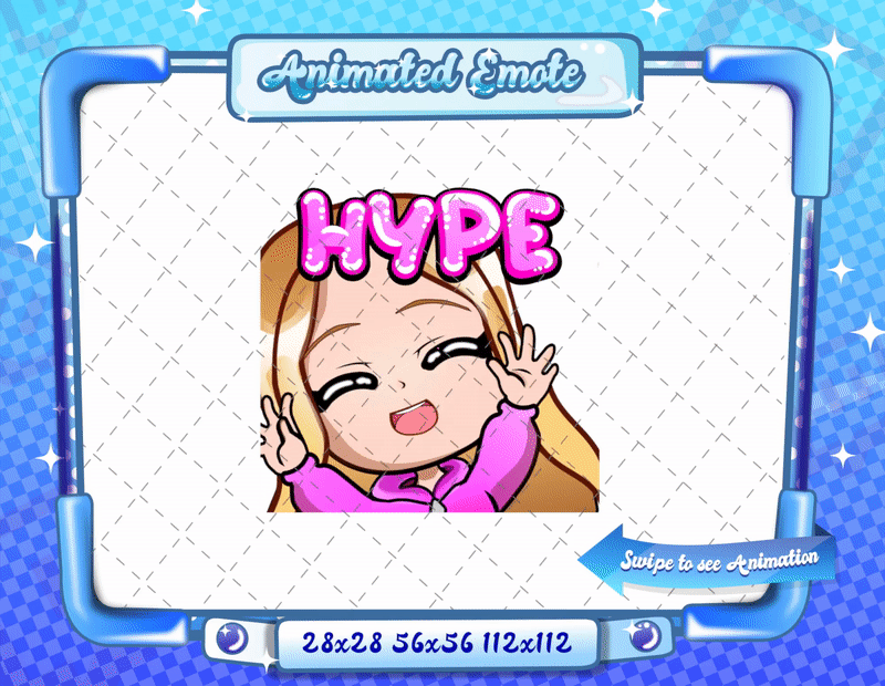 Animated blonde girl chibi hype emote