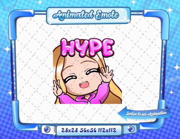 Animated blonde girl chibi hype emote