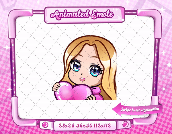 Animated blonde girl chibi love emote