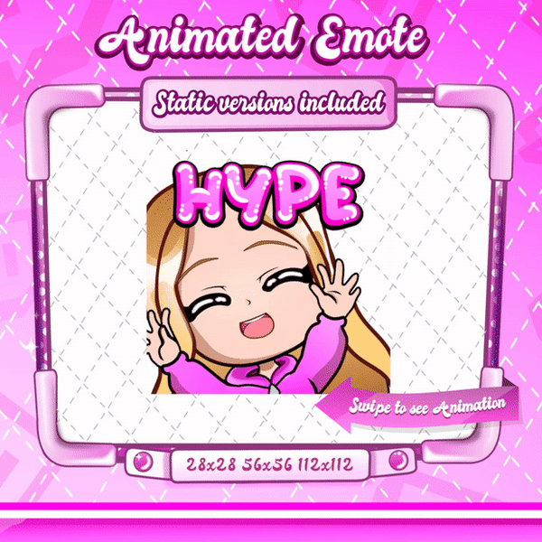 Animated blonde girl chibi hype emote