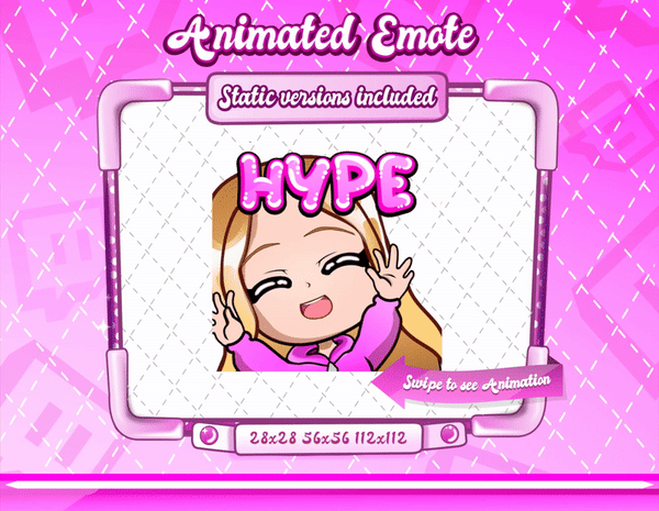 Animated blonde girl chibi hype emote