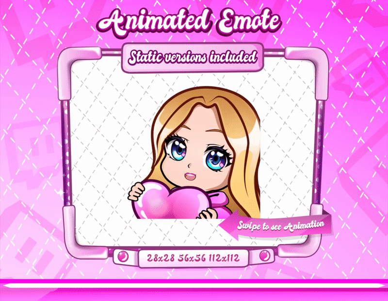 Animated blonde girl chibi love emote