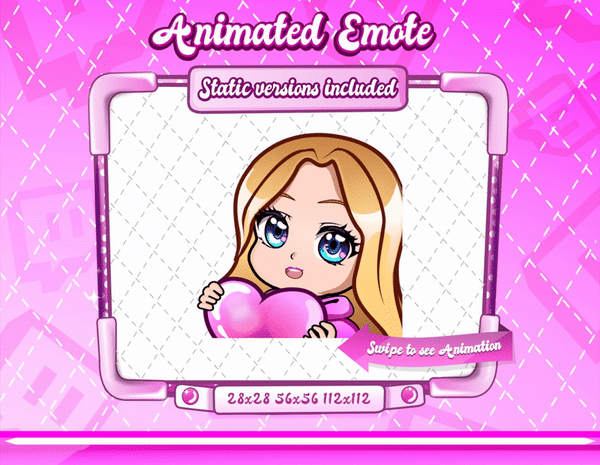 Animated blonde girl chibi love emote
