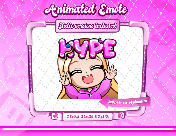 Animated blonde girl chibi hype emote