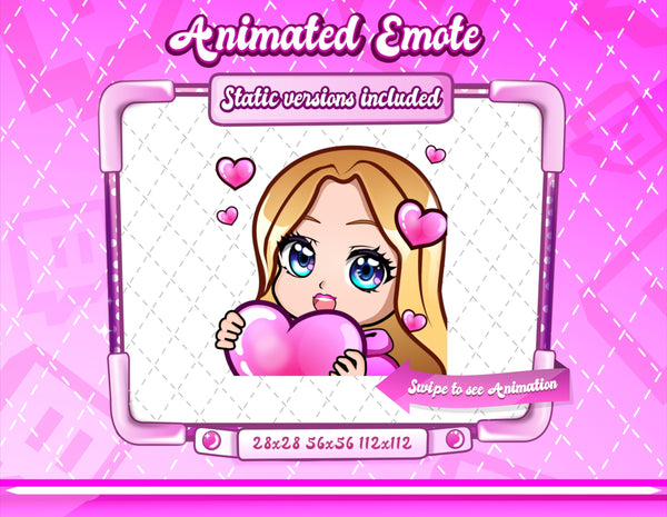 Animated blonde girl chibi love emote
