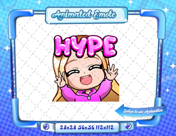 Animated blonde girl chibi hype emote