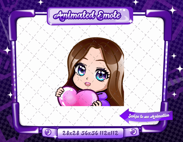 Animated chibi glam purple Love emote
