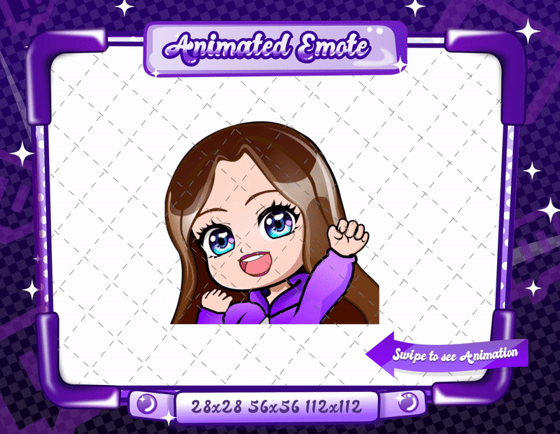 Animated chibi glam purple raid emote