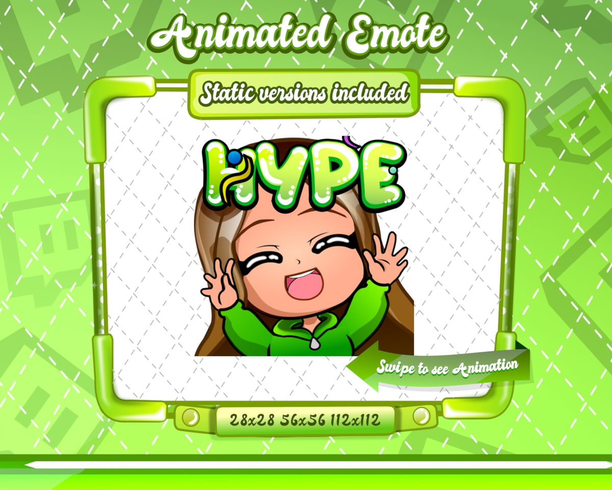 Animated Brown haired green chibi emotes V1