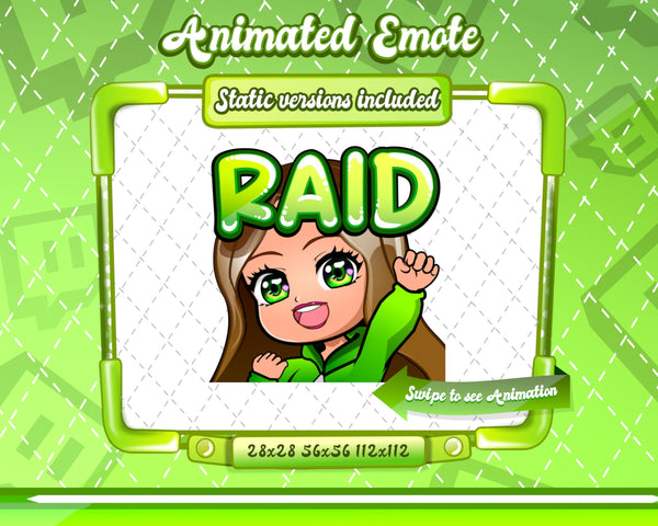 Animated chibi glam green Raid emote