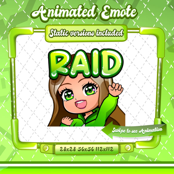 Animated chibi glam green Raid emote